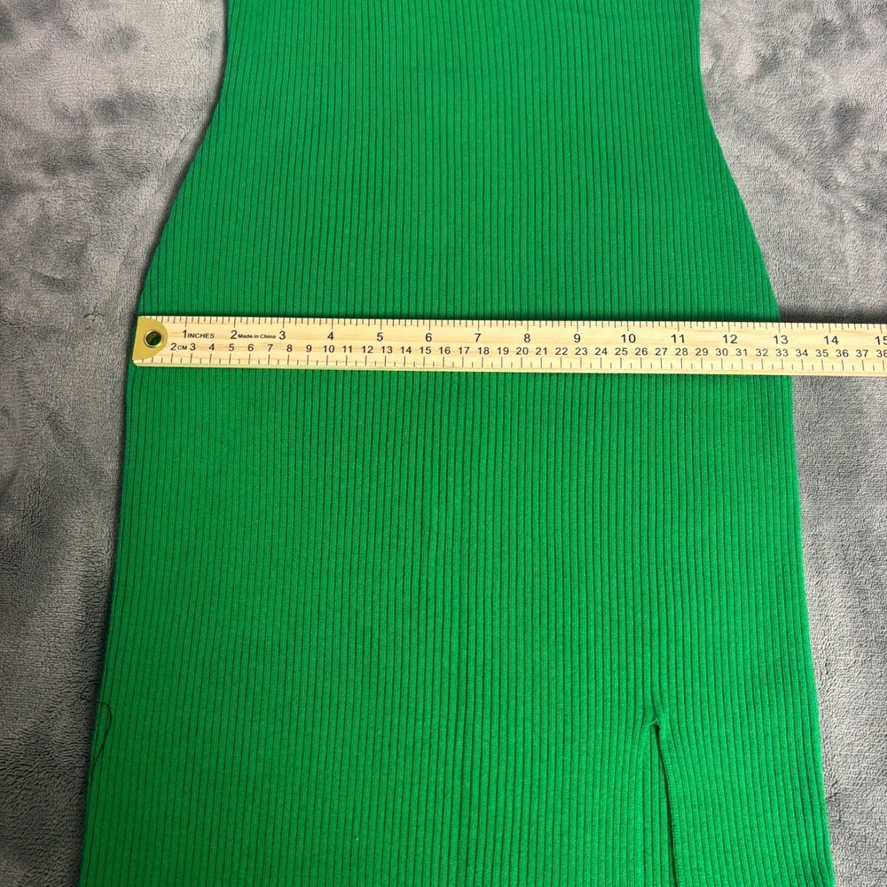 PrettyGuide Women's M Green Ribbed Knit Maxi Dress Sleeveless Bodycon Slit - Picture 7 of 9